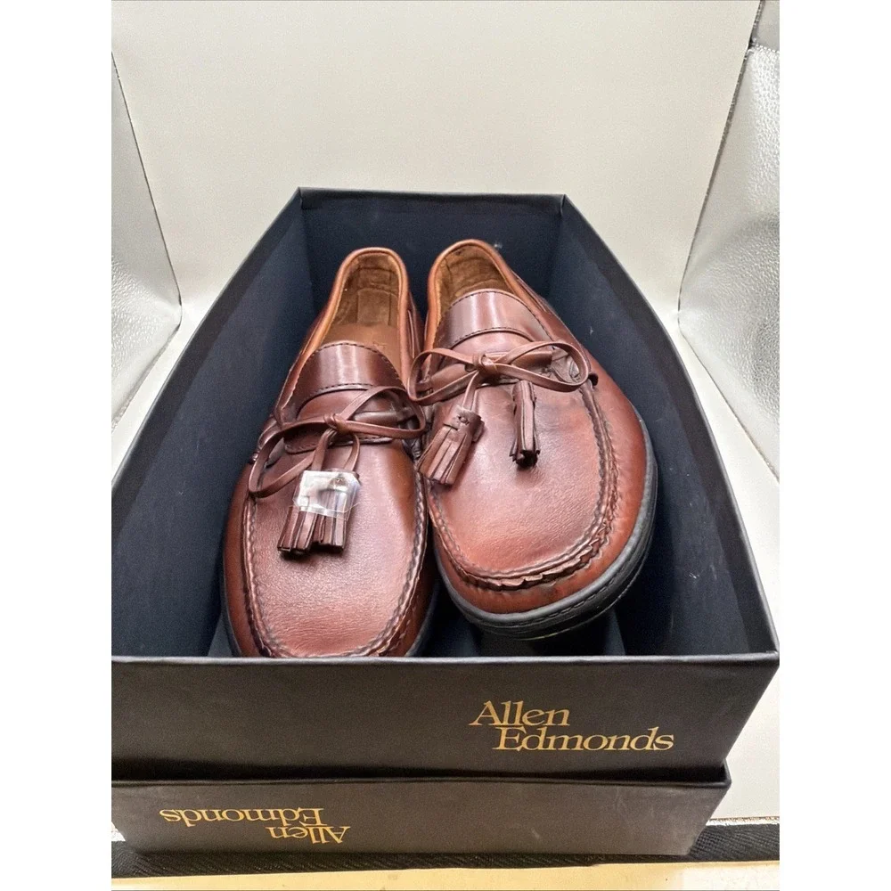 New Allen Edmonds Cassell‎ Men's Tassel Driving Loafers 10 D Chili Leather